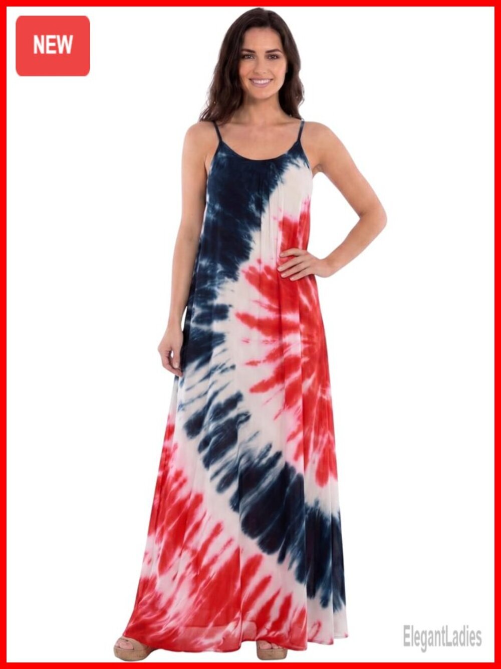 Spaghetti Strap Maxi Dress with Tie Back and Side Slits